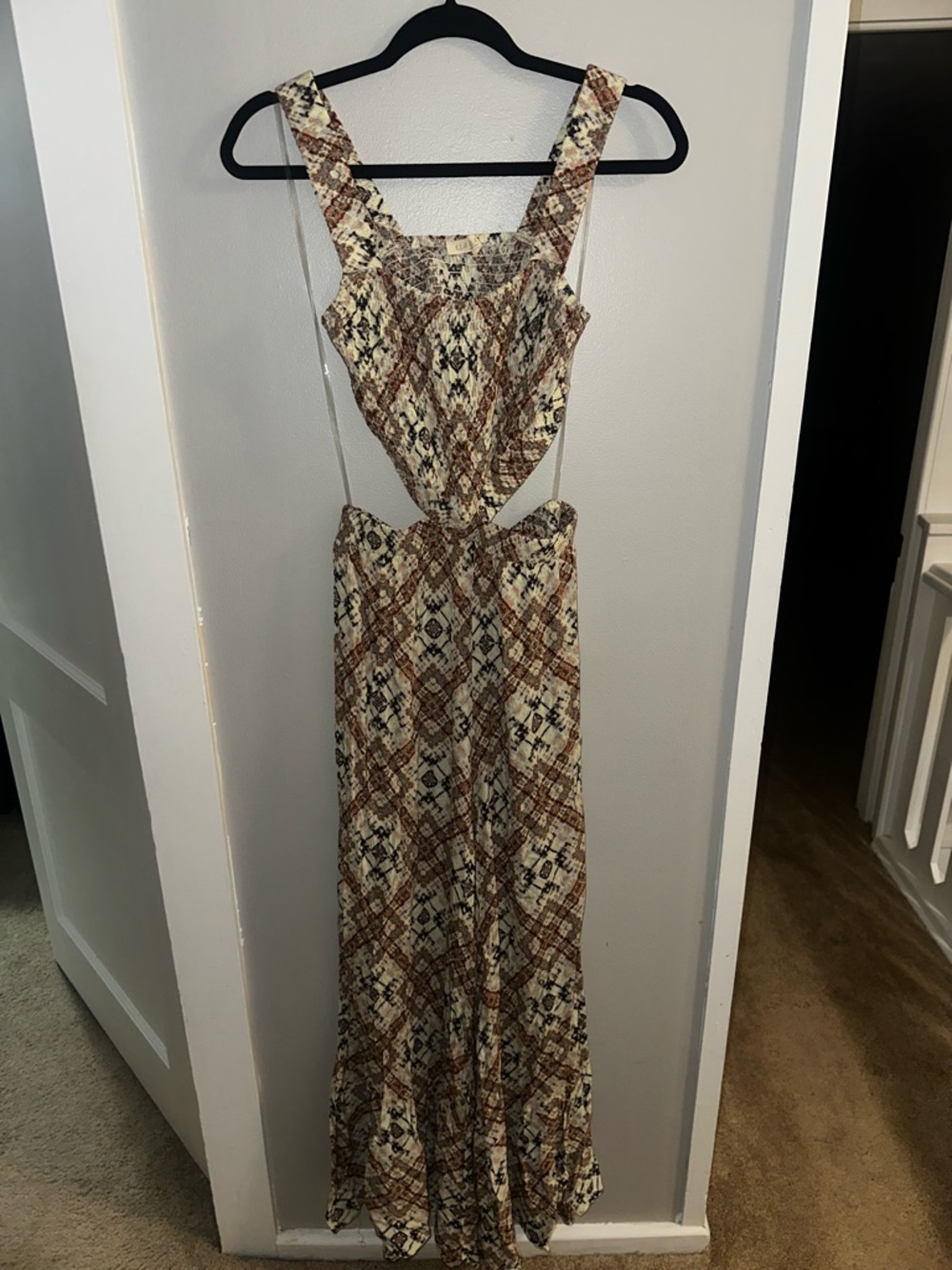 ILLA ILLA Brown & Cream Cutout Printed Jumpsuit